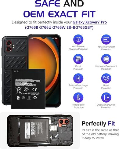 Galaxy Xcover 7 Pro Replacement Battery,4350mAh EB-BG766GBY in Kuwait