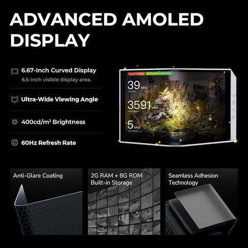 TRYX Panorama 240 White 240mm AIO 6.5'' AMOLED L-Shaped Screen for Naked-Eye 3D Display Customizable AIO Cooler 240mm 8th Gen Asetek Pump 280w TDP with ROTA PRO 120mm Fan LGA 1700/1200/115X AM5/AM4 in Kuwait