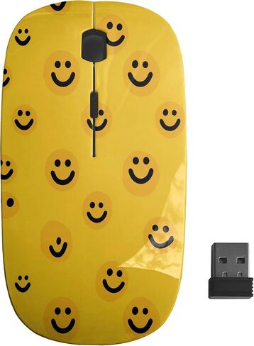 Planetar Smiley Faces Bright Pattern, USB Optical Wireless Mouse, Ergonomic Slim Desktop Laptop Mice for Kids in Saudi Arabia