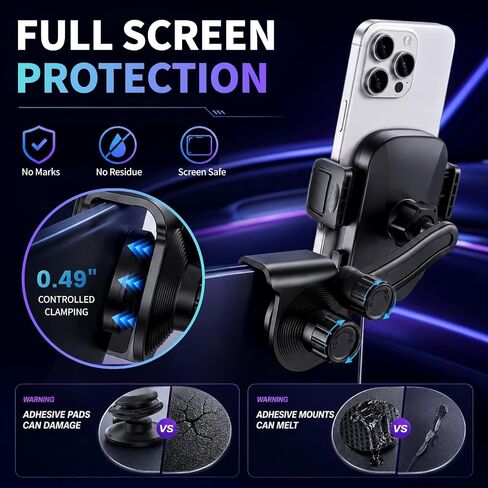 YUHENG Screen Clamp Phone Mount, Adjustable Monitor Back Phone Holder in Saudi Arabia