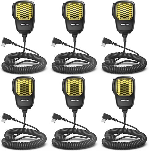 KETELESE USB Handmic for T3 T4 Walkie Talkies, IP67 Shoulder Speaker Mic, Two Way Radio Accessory, Black/Yellow (6 Pack) in Saudi Arabia