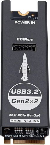Karlak NVMe to USB TypeE Internal Connector HighSpeed 20Gbps Adapter for Large File Transfers in Compact PC Systems, Aluminum Alloy, 1 Unit in Saudi Arabia