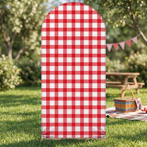 Red White Checkered 7.2 ft Gingham Arch Cover Plaid Backdrop in Saudi Arabia