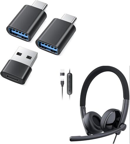 EMEET Product Image HS50 Wired Headset with Mic USB C Adapter Kit 3-Pack in Saudi Arabia