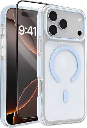 for iPhone 17 Pro Max Case, Clear Anti-Yellowing, Magnetic, Blue in Saudi Arabia