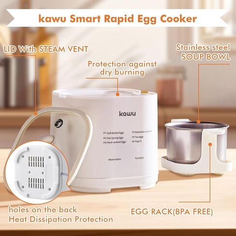 Kawu Egg Cooker, 6-in-1 Electric Egg Boiler for Hard Boiled Eggs in Saudi Arabia