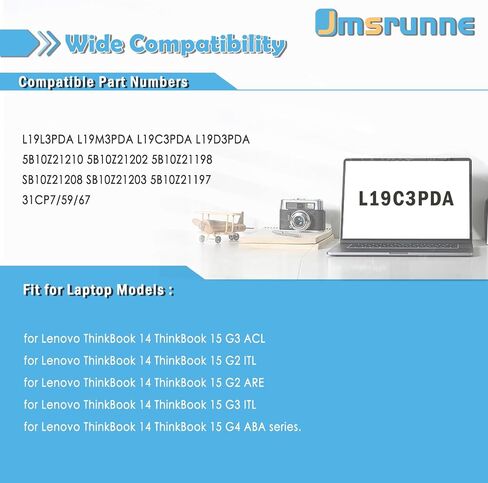 استبدال بطارية الكمبيوتر المحمول L19C3PDA L19M3PDA لجهاز Lenovo ThinkBook 14 15 (G4 ABA، G3 ITL، G3 ACL، G2 ITL، G2 are) سلسلة L19L3PDA L19M3PDA L19D3PDA in Kuwait