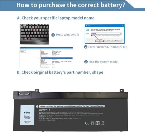 64 wh 5TF10 Battery Replacement for Dell Precision 7730 7740 7530 7540 P34E Series Notebook 3878 15R 5521 5537 17R 5737 Latitude 3540 4WY7C FW1MN V8VNT P28F P26E P40F GHXKY Laptop Computer Battery. in Kuwait