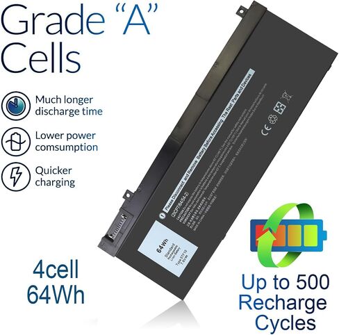 64 wh 5TF10 Battery Replacement for Dell Precision 7730 7740 7530 7540 P34E Series Notebook 3878 15R 5521 5537 17R 5737 Latitude 3540 4WY7C FW1MN V8VNT P28F P26E P40F GHXKY Laptop Computer Battery. in Kuwait