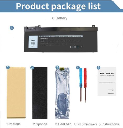 64 wh 5TF10 Battery Replacement for Dell Precision 7730 7740 7530 7540 P34E Series Notebook 3878 15R 5521 5537 17R 5737 Latitude 3540 4WY7C FW1MN V8VNT P28F P26E P40F GHXKY Laptop Computer Battery. in Kuwait