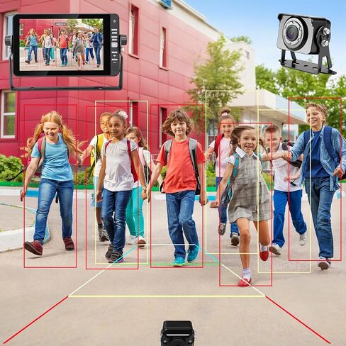 Backup AI Camera for Trucks,VAS Wire Reversing AI Camera System 7-inch 1080P HD Monitor 3 Video 2 Audio Inputs with Automatic Pedestrian&Vehicle Detection,Adjustable Reverse Guidelines in Saudi Arabia