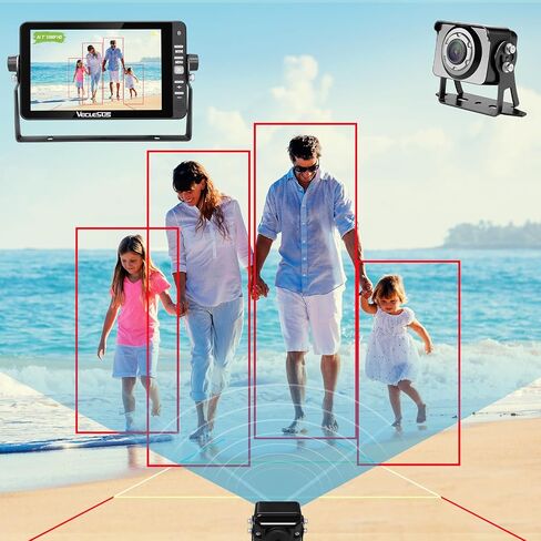 Backup AI Camera for Trucks,VAS Wire Reversing AI Camera System 7-inch 1080P HD Monitor 3 Video 2 Audio Inputs with Automatic Pedestrian&Vehicle Detection,Adjustable Reverse Guidelines in Saudi Arabia