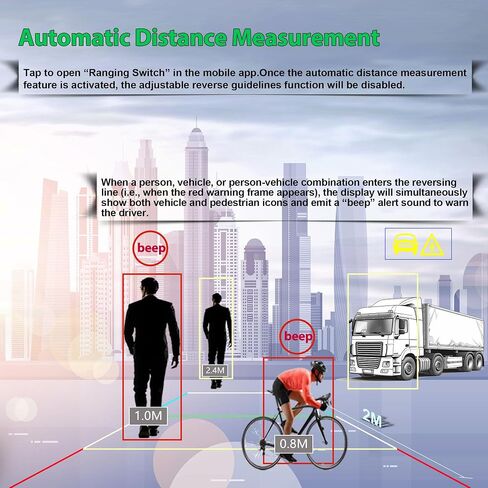 Backup AI Camera for Trucks,VAS Wire Reversing AI Camera System 7-inch 1080P HD Monitor 3 Video 2 Audio Inputs with Automatic Pedestrian&Vehicle Detection,Adjustable Reverse Guidelines in Saudi Arabia