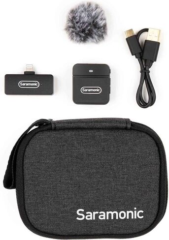 Saramonic Blink100 B3 Wireless Lavalier Microphone for iPhone Smartphone, 10h Battery, 164ft Transmission, Gain Control Lightning Wireless Lapel Mic for Live Streaming Video Conference Recording in Kuwait