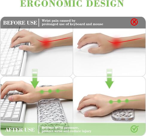 Gel Keyboard and Mouse Wrist Rest Set, Ergonomic Computer Keyboard Wrist Pain Relief Wrist Support Pad for Office School Home Laptop（White） in Kuwait