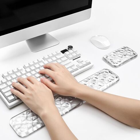 Gel Keyboard and Mouse Wrist Rest Set, Ergonomic Computer Keyboard Wrist Pain Relief Wrist Support Pad for Office School Home Laptop（White） in Kuwait
