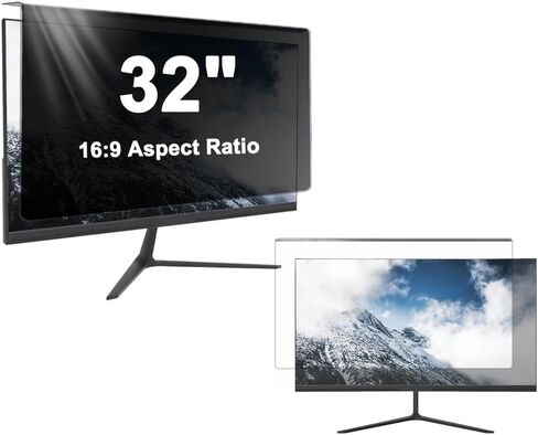 Hanging Privacy Screen for 32 inch Monitor, Easy On/Off Acrylic Privacy Filter, No-Bubble Blue Light Blocking Desktop Shield, Removable Anti-Scratch Monitor Protector for Eye Strain Relief in Saudi Arabia