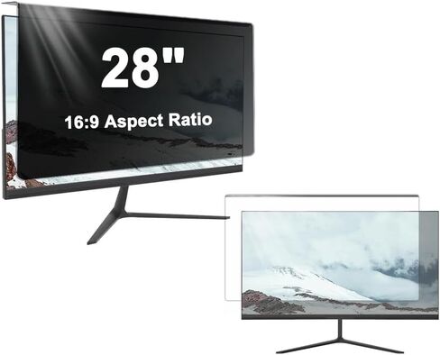 28 inch Hanging Computer Privacy Screen Filter, Acrylic Anti-Blue Light & Anti-Glare Monitor Shield, Removable Privacy Protector for 16:9 Widescreen Desktop, Eye Protection for Office in Saudi Arabia