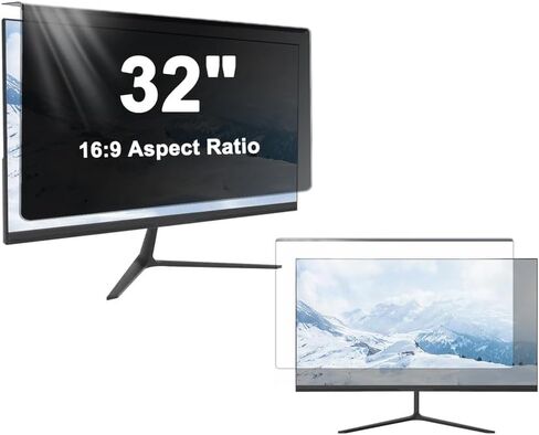 Hanging Computer Privacy Screen for 32 inch Monitor, Removable Blue Light Filter & Anti-Glare Shield, Privacy Screen Protector for Widescreen Desktop Displays (16:9), for Open Offices in Saudi Arabia