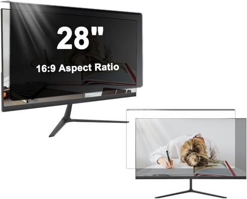 Hanging Privacy Screen for 28 inch Monitor, Easy On/Off Acrylic Privacy Filter, No-Bubble Blue Light Blocking Desktop Shield, Removable Anti-Scratch Monitor Protector for Eye Strain Relief in Saudi Arabia