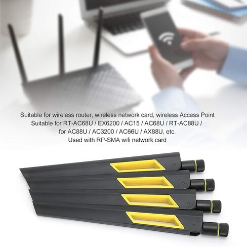 Yoidesu 10dBi 2.4G 5G Dual Band SMA Antenna 4 Pack for Wireless Router, Network Card, Access Point with RPSMA Male Connector for RTAC68U EX6200 AC15 AC88U AC3200 in Saudi Arabia