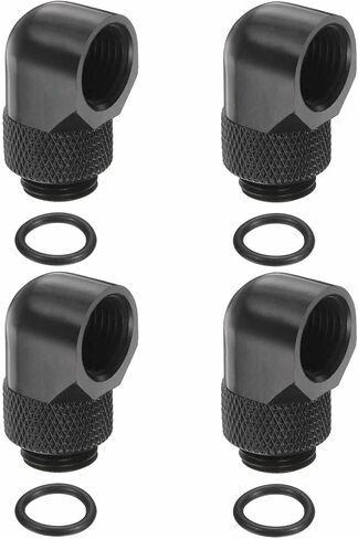6-Pack G1/4" Thread Male to Female Extender Connector, 90° Rotary Elbow Adapter Connector Fitting - Durable Nickel-Plated Brass for Computer Water Cooling System, Silver in Saudi Arabia