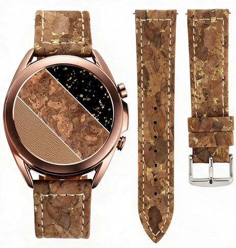 Cork Hybrid Leather Band Compatible with Samsung Galaxy Watch 7&6&5&4&3&Active 2 Band/40mm 44mm/Watch 5 Pro/Watch 6&4 Classic 43mm/47mm/42mm/46mm/Garmin Venu, 20mm Vintage Pattern Soft Strap in Saudi Arabia