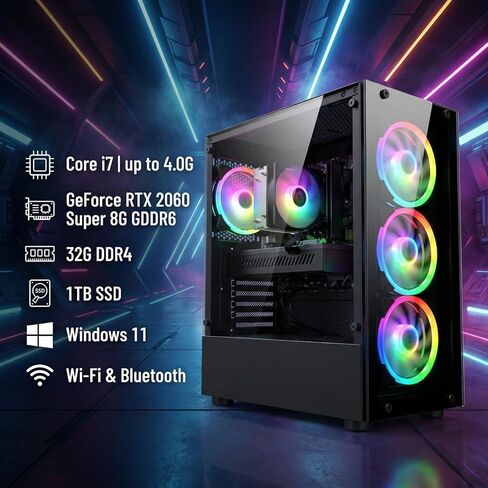 STGAubron Gaming PC Desktop,Core i7-6700,RTX 2060S 8G,32G DDR4,1T SSD in Saudi Arabia