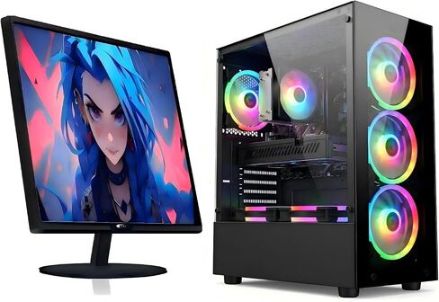 STGAubron Gaming PC Bundle with 24 Inch FHD LED Monitor- Intel Core i7 up to 3.9GHz, GeForce GTX 1660 Super 6G, 32GB RAM, 1TB SSD, RGB Fan x 6, Windows 11 Home in Saudi Arabia