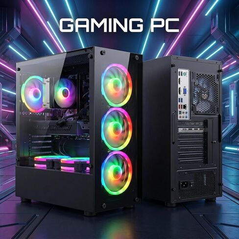 STGAubron Gaming PC Bundle with 24 Inch FHD LED Monitor- Intel Core i7 up to 3.9GHz, GeForce GTX 1660 Super 6G, 32GB RAM, 1TB SSD, RGB Fan x 6, Windows 11 Home in Saudi Arabia