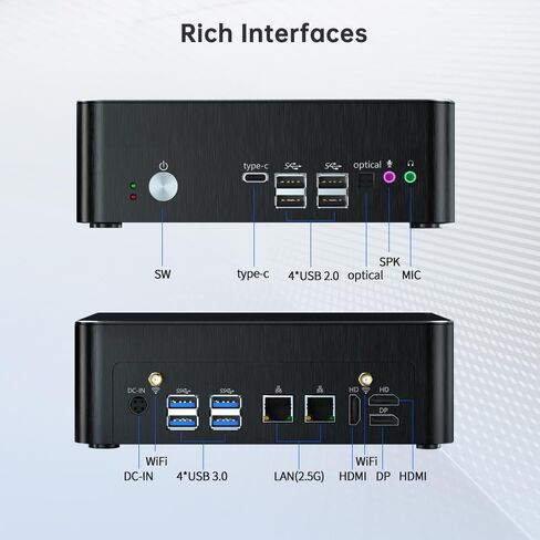 Thdeukoty Mini PC with Core i9-9880H 2.3 up to 4.8GHz, 32G DDR4 1T SSD, Windows 11 Pro Desktop Computer, DP*1, HDMI*2 Support Triple Display, WiFi6E/BT5.3, VESA, Optical, Dual 2.5G LAN in Saudi Arabia