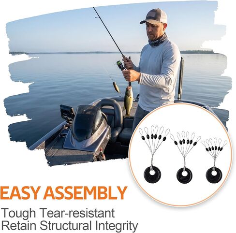 270PCS 6 in 1 Rubber Bobber Stops for Fishing Line, Black in Saudi Arabia