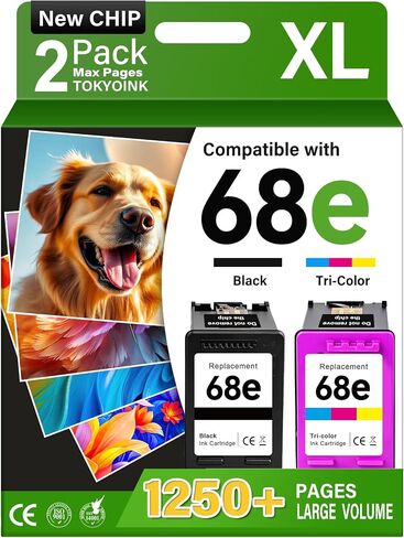 خرطوشة حبر TOKYOINK 68XL حزمة كومبو سوداء/ملونة متوافقة مع HP Ink 68 in Kuwait