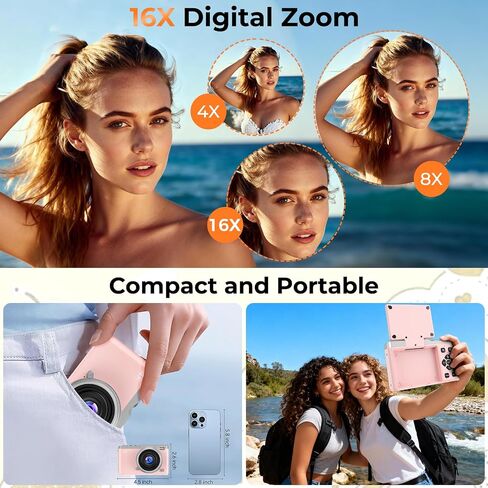 MaxMango Digital Camera for Photography, 64MP & 2.4’’ Vlogging Camera for YouTube,180° Flip Screen Point and Shoot Digital Cameras with 16GB SD Card for Teenager Adult Beginner in Saudi Arabia