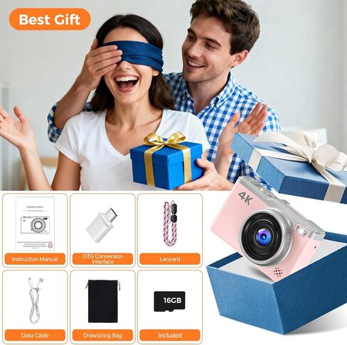 MaxMango Digital Camera for Photography, 64MP & 2.4’’ Vlogging Camera for YouTube,180° Flip Screen Point and Shoot Digital Cameras with 16GB SD Card for Teenager Adult Beginner in Saudi Arabia