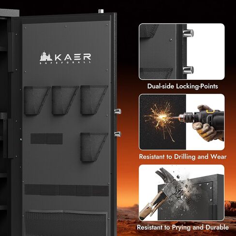 KAER Large Biometric Gun Safe 20-25 Gun Safe for Rifle and Pistols with Adjustable Storage/Pistol Pouches Gun Cabinet for Home Defense Hunting Shooting for Shotguns AR-15 Rifle (with/Without Scopes) in Saudi Arabia