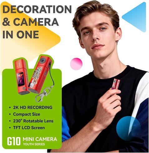 Lipstick Series Thumb Keychain Mini Camera, 1080P HD Portable Digital Camcorder for Students Outdoor Video Recording(White) in Saudi Arabia