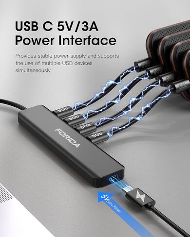 Aluminum USB 3.0 Hub 7-Port to 5Gbps USB-C, USB Port, Multiple USB Splitter in Saudi Arabia