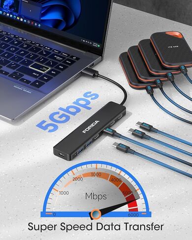 Aluminum USB 3.0 Hub 7-Port to 5Gbps USB-C, USB Port, Multiple USB Splitter in Saudi Arabia