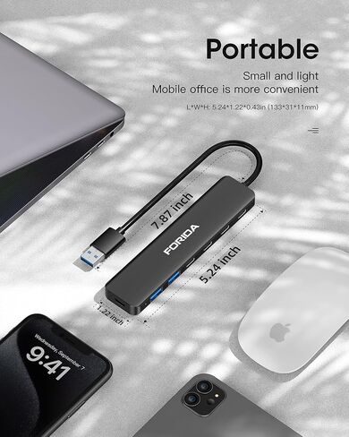 Aluminum USB 3.0 Hub 7-Port to 5Gbps USB-C, USB Port, Multiple USB Splitter in Saudi Arabia