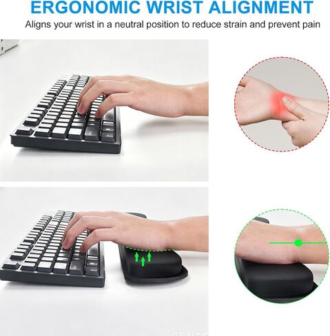 Keyboard Wrist Rest Memory Foam, Easy Typing Relief, Keyboard Mouse Pad for Computer, Laptop, Home & Office Work in Kuwait