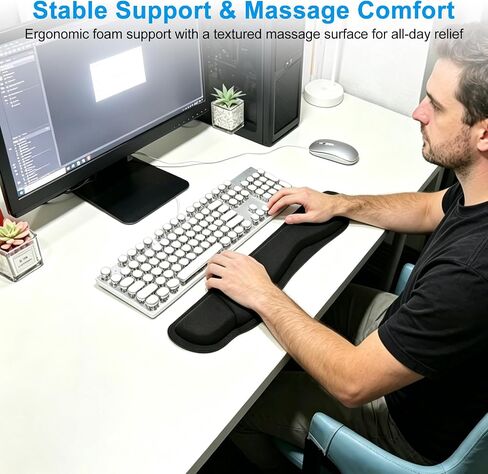 Keyboard Wrist Rest Memory Foam, Easy Typing Relief, Keyboard Mouse Pad for Computer, Laptop, Home & Office Work in Kuwait