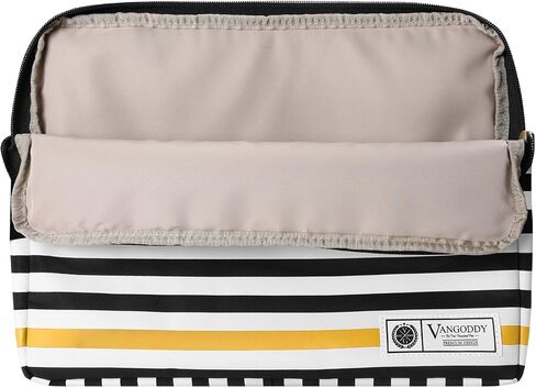 VanGoddy Black White Stripe 17 Inch Notebook Sleeve Yellow Lightweight Protective Leatherette Case with Zipper Compatible with HP Laptop 17, OmniBook X 17, LG Gram 17, XPS 17 in Kuwait