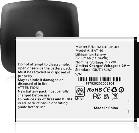 BAT-40 Battery, [2026 New Upgrade] 3200mAh Ultra High Capacity Replacement Battery for AT&T IFWA-40 IFWA40 Mobile Hotspot Lithium-ion Battery in Kuwait