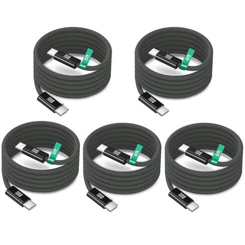 USB C to USB C Cable, 5Pack 100W/5A 3ft Nylon Braided Type C Fast Charging Cord for Galaxy S26 S25 Ultra S24 FE S23 iPhone 17 16 Pro Max 15 iPad Air MacBook Pro Pixel 10 Android Phones Laptop in Saudi Arabia