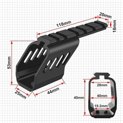 Gotical Tactical Universal Pistol Scope Mount Aluminum Picatinny Rail Base for G17/G18/G19 TypeWhite LED Flashlight Combo - Hunting Accessories for Pistol Guns 1911 M9 in Saudi Arabia
