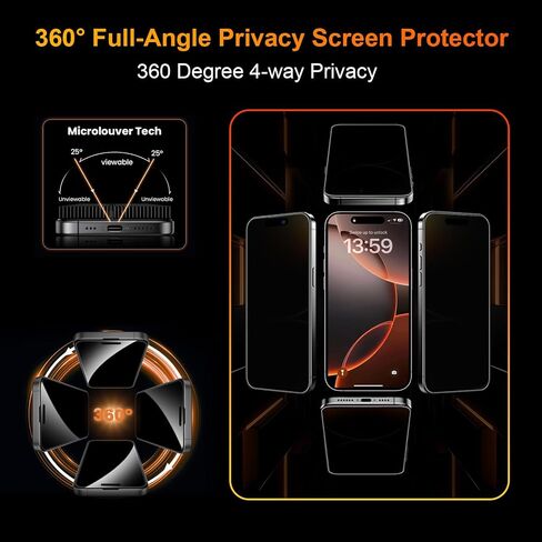 OneFish for iPhone 17e/16e/14/13/13 Pro 360 Privacy Screen Protector ，2Pack in Saudi Arabia