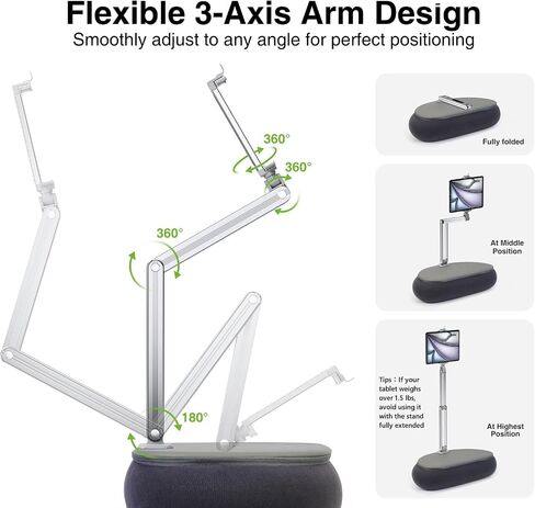 elitehood Tall Tablet Pillow Stand, Long Arm Adjustable iPad Holder for Bed in Saudi Arabia