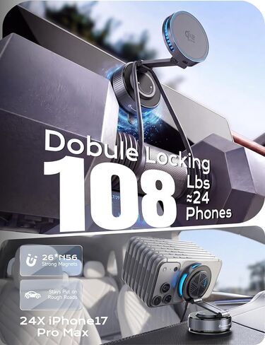 Qi2.2 25W MagSafe Car Mount Charger, Temp-Control Cooling Fan in Kuwait