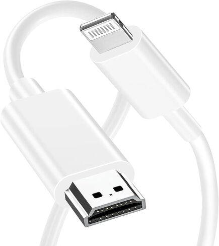 [MFi Certified] Lightning to HDMI Adapter, iPhone Digital AV Adapter 1080P HD Video Sync Screen Connector Compatible with iPhone/iPad to TV Projector Monitor No Need Power Supply in Kuwait